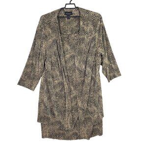 Womans Connected Black & Beige Animal Print Open Cardigan Plus Size 34W